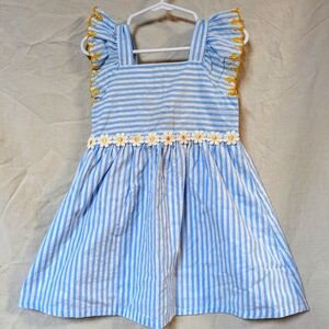 2T Blue Woven Striped Dress